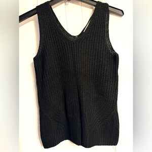 LOFT Women’s Black Double V Knit Sweater Tank Top,Sleeveless Size M